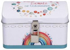 Cover Weiße Schatzkiste aus Metall mit Schloss