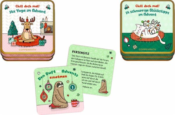 Mitmach-Dosen - Chill doch mal! 24x Yoga im Advent / 24 schnurrige Glückstipps im Advent