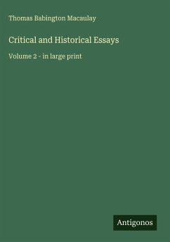 Cover Critical and Historical Essays