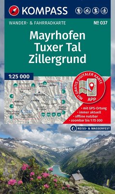 Cover KOMPASS Wanderkarte 037 Mayrhofen, Tuxer Tal, Zillergrund 1:25.000