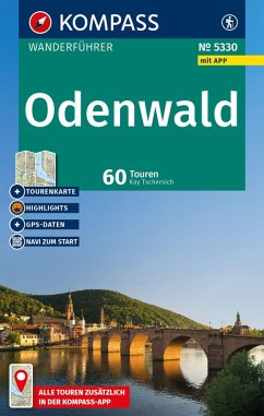 Cover KOMPASS Wanderführer Odenwald, Bergstraße, Neckartal, Heidelberg, 60 Touren mit Extra-Tourenkarte
