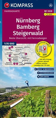 KOMPASS Fahrradkarte 3328 Nürnberg, Bamberg, Steigerwald 1:70.000