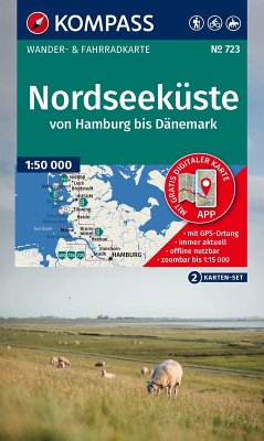 KOMPASS Wanderkarten-Set 723 Nordseeküste von Hamburg bis Dänemark (2 Karten) 1:50.000