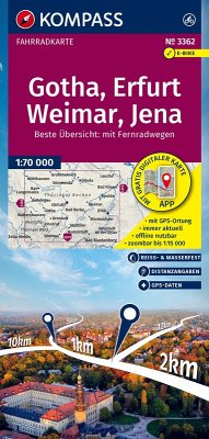 KOMPASS Fahrradkarte 3362 Gotha, Erfurt, Weimar, Jena 1:70.000 KOMPASS Fahrradkarte 3362 Gotha, Erfurt, Weimar, Jena 1:70.000