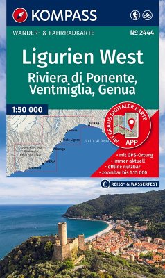 Cover KOMPASS Wanderkarte 2444 Ligurien West - Riviera di Ponente, Ventimiglia bis Genua 1:60.000