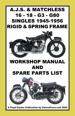 Cover AJS & MATCHLESS 1945-1956 RIGID AND SPRING-FRAME SINGLE CYLINDER WORKSHOP AND PARTS MANUALS FOR THE 350cc & 500cc MODELS 16 - 18 - G3 & G80