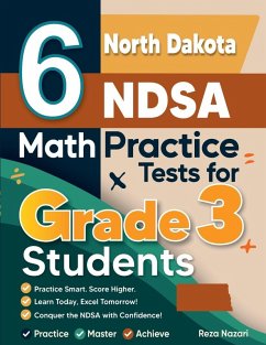 Cover 6 North Dakota NDSA Math Practice Tests for Grade 3 Students