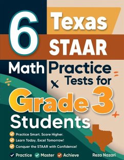 Cover 6 Texas STAAR Math Practice Tests for Grade 3 Students