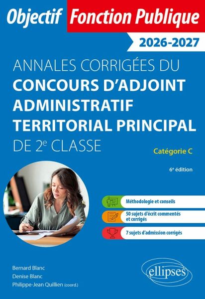 Annales corrigées du concours d'adjoint administratif territorial principal de 2e classe (eBook, PDF)