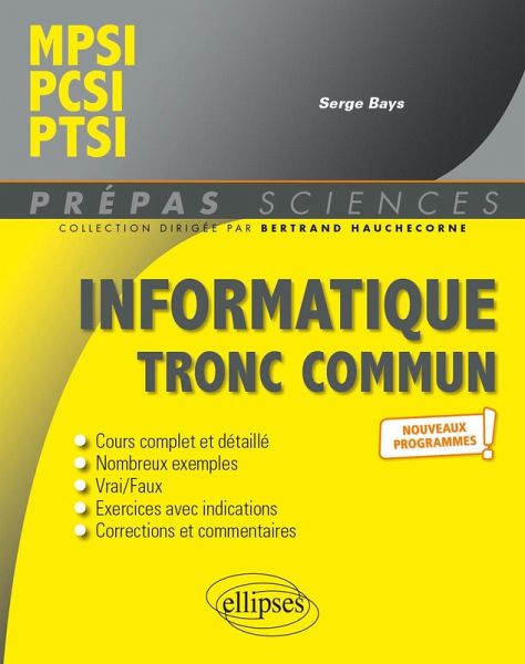 Informatique tronc commun - MPSI - PCSI - PTSI - Programme 2021 (eBook, PDF)