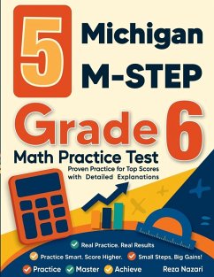 Cover 5 Michigan M-STEP Grade 6 Math Practice Tests