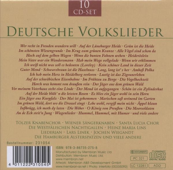 Deutsche Volkslieder auf Audio CD Portofrei bei bücher.de