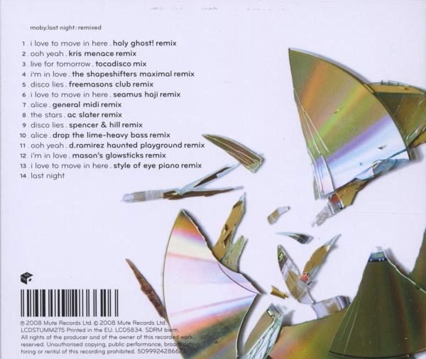 Бейби ту найт ремикс. Moby last Night. Moby - last Night (2008). Moby CD сборники. Disco Lies.