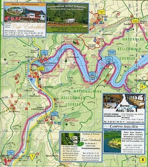 Radtourenkarte Eder-Radweg, Edersee-Rundweg 1 : 50 000 - Landkarten