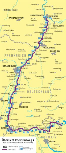 Fahrrad-Tourenkarte Rheinradweg - Landkarten portofrei bei bücher.de