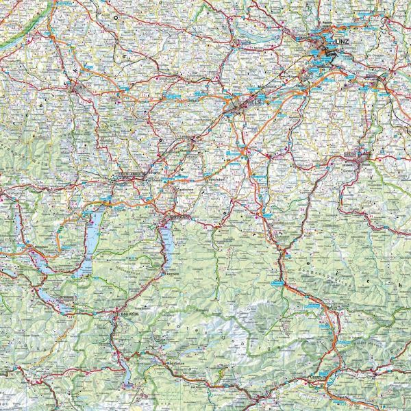 Österreich, Straßenkarte 1:300.000, Großformat, Poster - Landkarten