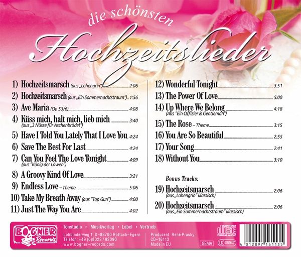 Die Schonsten Hochzeitslieder Von Rodrigo De Pastor Auf Audio Cd Portofrei Bei Bucher De