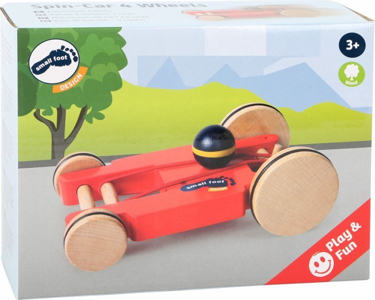 Small foot 4771 - Aufziehauto 4 Räder mit Rückziehmechanismus, Holz