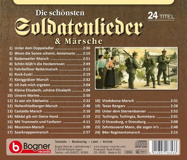 Soldatenlieder & Märsche von Blasorchester Mit Soldatenchor auf Audio CD -  Portofrei bei bücher.de