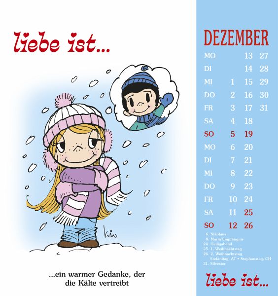 liebe ist... 2021. Postkartenkalender von Kim Casali Kalender