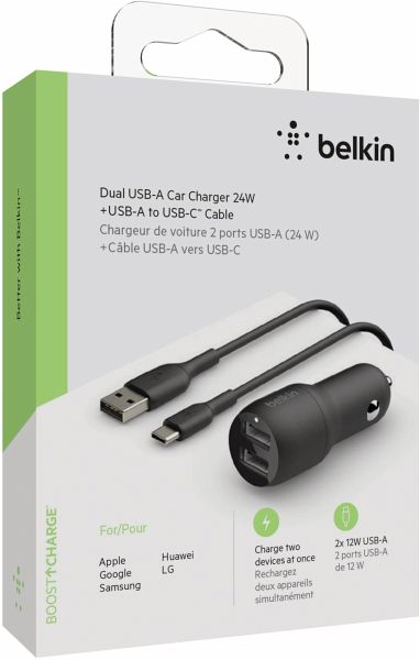 Belkin USB-A Kfz-Ladegerät, 24W 1m USB-C Kabel sw. CCE001bt1MBK - Portofrei  bei bücher.de kaufen