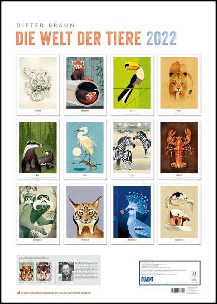 Dieter Braun: Die Welt der Tiere 2022 - Wandkalender - Poster-Format - Kalender portofrei bestellen