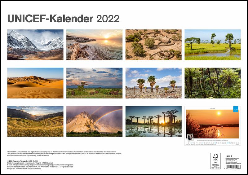 UNICEF Kalender 2022 - Wand-Kalender - 42x29,7 - Kalender portofrei bestellen