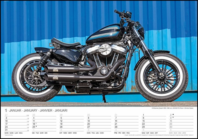 Harleys 2022 - Wand-Kalender - 42x29,7 - Motorrad - Kalender portofrei 