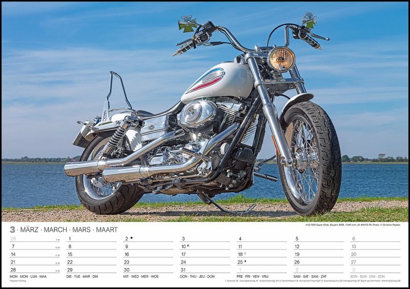 Harleys 2022 - Wand-Kalender - 42x29,7 - Motorrad - Kalender portofrei 