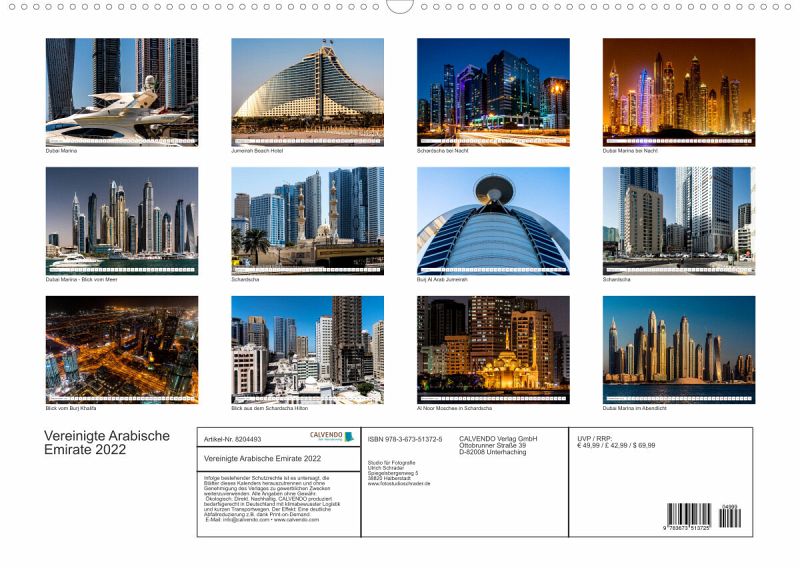 Dubai Reise Weihnachten 2022 Vereinigte Arabische Emirate 2022 (Wandkalender 2022 DIN A2 quer) von