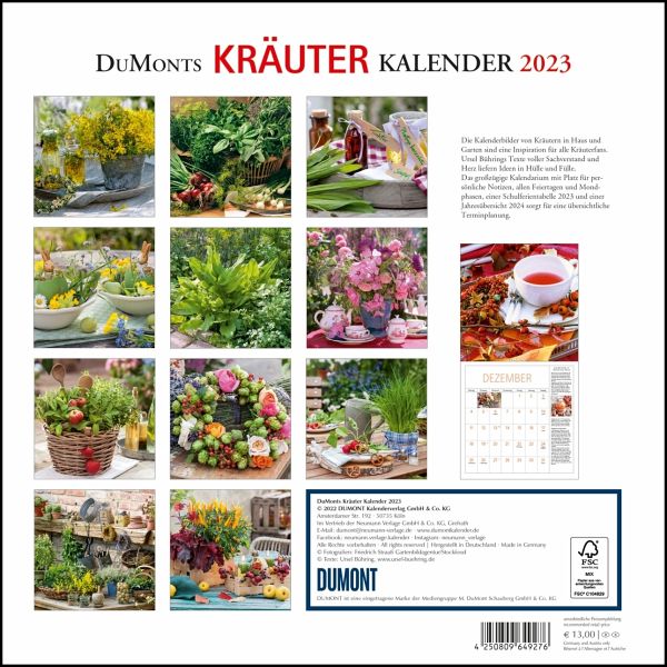 DuMonts Kräuter-Kalender 2023 - Broschürenkalender - mit Texten und 