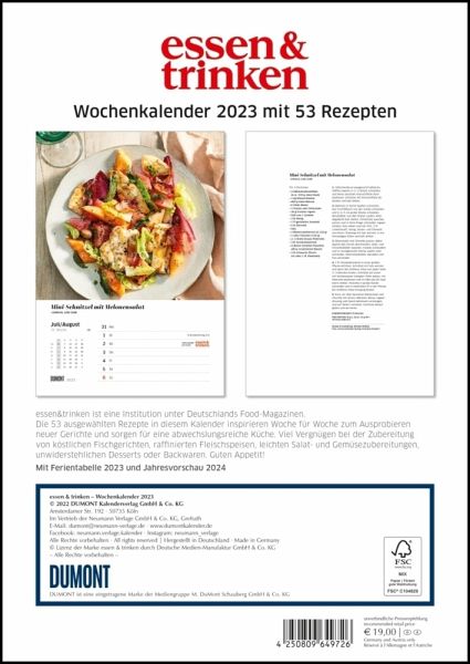 ESSEN & TRINKEN Wochenkalender 2023 - Küchen-Kalender mit Notizfeldern 