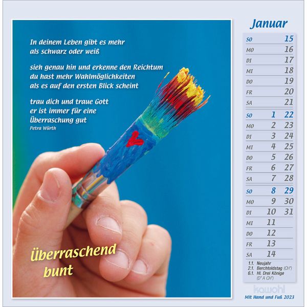 Mit Hand und Fuß 2023 von Petra Würth - Kalender portofrei bestellen