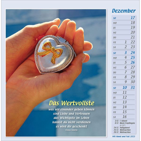 Mit Hand und Fuß 2023 von Petra Würth - Kalender portofrei bestellen