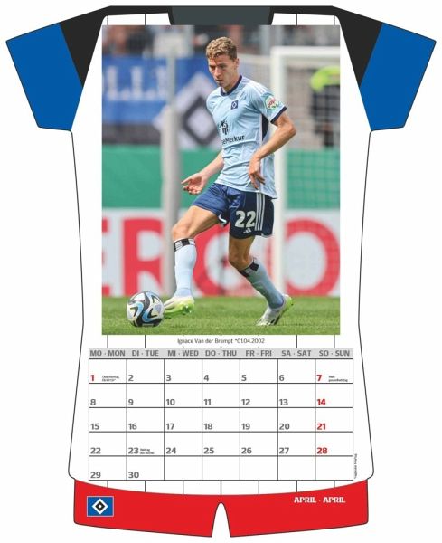 Hamburger SV 2024 - Trikotkalender - Fußball-Kalender - Fan-Kalender - 34,1x42 - Kalender 