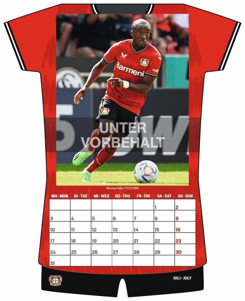 Bayer 04 Leverkusen 2024 Trikotkalender - Fußball-Kalender - Wand 