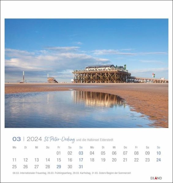 St. PeterOrding und die Halbinsel Eiderstedt Postkartenkalender 2024