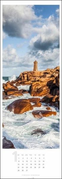 Leuchttürme Kalender 2024. Langer Bild-Kalender mit 12 spektakulären 
