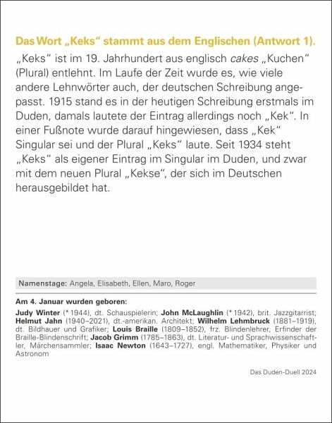 Das Duden-Duell Tagesabreißkalender 2024. Jeden Tag eine knifflige
