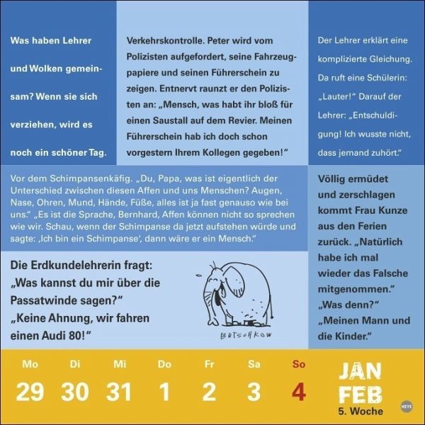 Witze fürs Klo Kalender 2024. Humorvoller Wandkalender mit 53 Seiten
