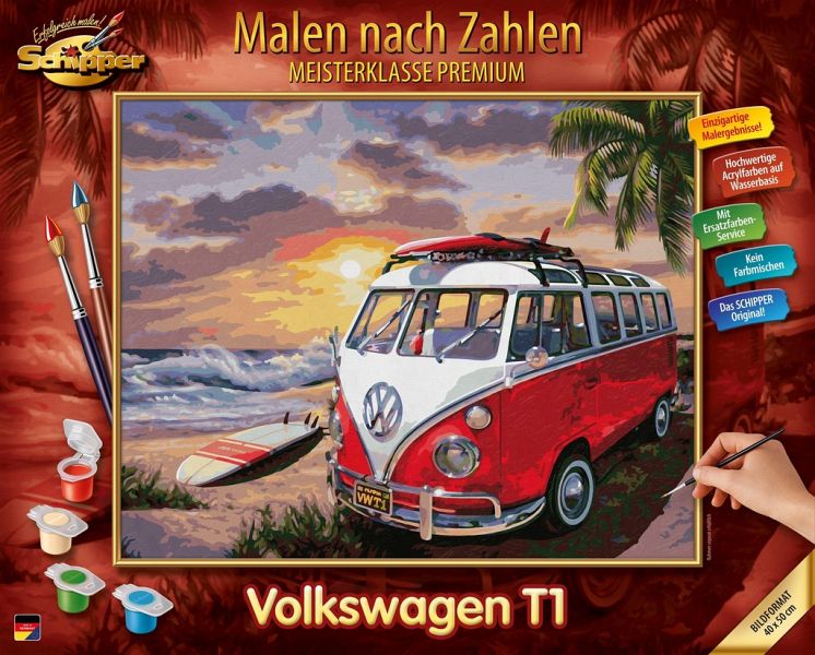 Schipper 609130861 - Malen nach Zahlen, Volkswagen T1, VW-Bulli, 50 x 40 cm  - Bei bücher.de