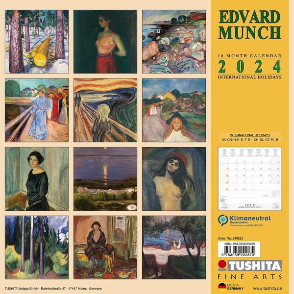 Edvard Munch 2024 Kalender portofrei bestellen