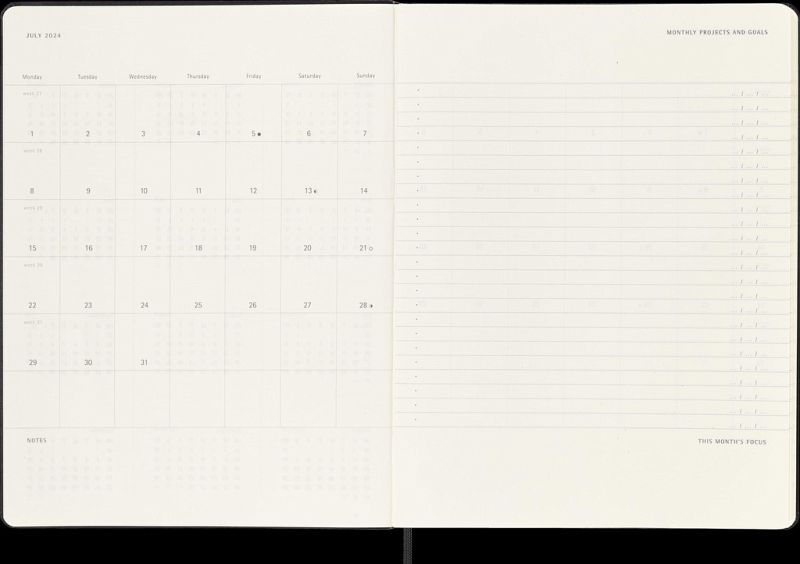 Moleskine 12 Monate Pro Wochen Notizkalender 2024, Pro Xl, 1 Wo = 2